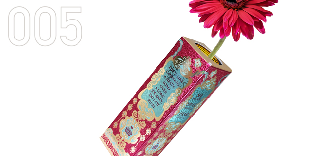 豪華絢爛印刷の紙製一輪挿しカバー（ピンク）